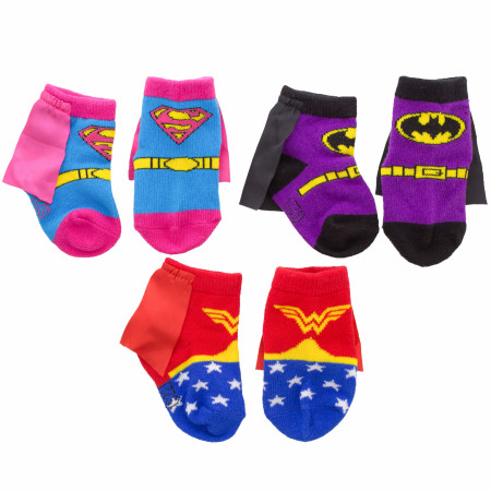 DC Super Heroes 3-Pack Infant Booties with Capes